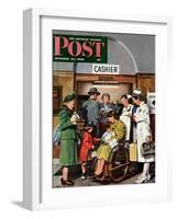 "Leaving the Hospital," Saturday Evening Post Cover, October 22, 1949-Stevan Dohanos-Framed Premium Giclee Print