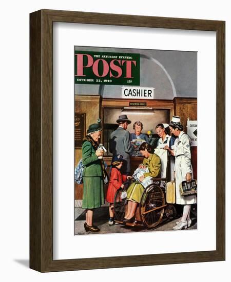 "Leaving the Hospital," Saturday Evening Post Cover, October 22, 1949-Stevan Dohanos-Framed Giclee Print