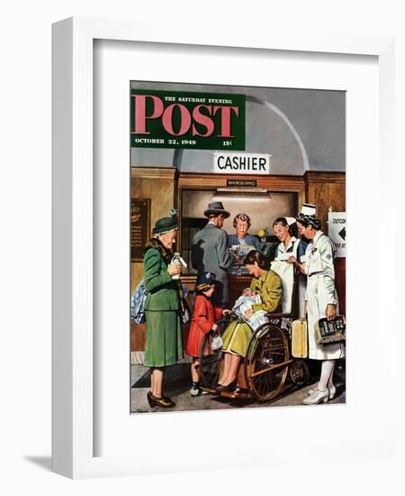 "Leaving the Hospital," Saturday Evening Post Cover, October 22, 1949-Stevan Dohanos-Framed Giclee Print