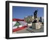 Lebanese Flag and the Martyrs Statue in the Bcd, Lebanon, Middle East-Gavin Hellier-Framed Photographic Print