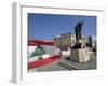 Lebanese Flag and the Martyrs Statue in the Bcd, Lebanon, Middle East-Gavin Hellier-Framed Photographic Print