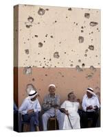 Lebanese Residents Rest in Front of a Wall-null-Stretched Canvas
