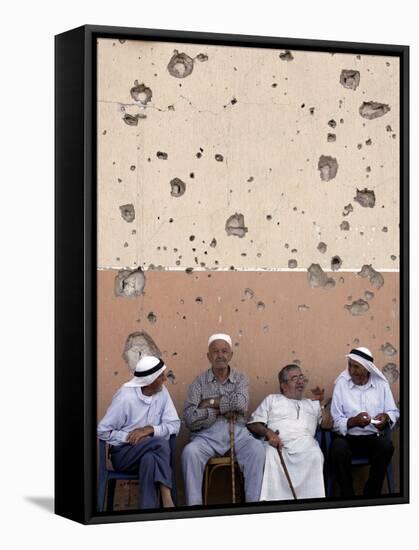 Lebanese Residents Rest in Front of a Wall-null-Framed Stretched Canvas