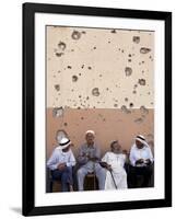 Lebanese Residents Rest in Front of a Wall-null-Framed Photographic Print