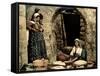 Lebanese Women Making Bread in Front of their House, C.1880-1900-null-Framed Stretched Canvas