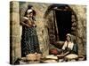 Lebanese Women Making Bread in Front of their House, C.1880-1900-null-Stretched Canvas