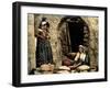 Lebanese Women Making Bread in Front of their House, C.1880-1900-null-Framed Photographic Print