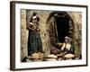 Lebanese Women Making Bread in Front of their House, C.1880-1900-null-Framed Photographic Print