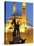 Lebanon, Beirut, Statue in Martyr's Square and Mohammed Al-Amin Mosque at Dusk-Nick Ledger-Stretched Canvas