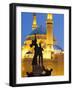 Lebanon, Beirut, Statue in Martyr's Square and Mohammed Al-Amin Mosque at Dusk-Nick Ledger-Framed Photographic Print