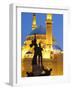 Lebanon, Beirut, Statue in Martyr's Square and Mohammed Al-Amin Mosque at Dusk-Nick Ledger-Framed Photographic Print