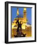 Lebanon, Beirut, Statue in Martyr's Square and Mohammed Al-Amin Mosque at Dusk-Nick Ledger-Framed Photographic Print