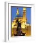 Lebanon, Beirut, Statue in Martyr's Square and Mohammed Al-Amin Mosque at Dusk-Nick Ledger-Framed Photographic Print