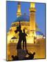 Lebanon, Beirut, Statue in Martyr's Square and Mohammed Al-Amin Mosque at Dusk-Nick Ledger-Mounted Photographic Print