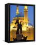 Lebanon, Beirut, Statue in Martyr's Square and Mohammed Al-Amin Mosque at Dusk-Nick Ledger-Framed Stretched Canvas