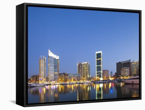 Lebanon, Beirut, the Beirut Skyline from Zaitunay Bay-Nick Ledger-Framed Stretched Canvas