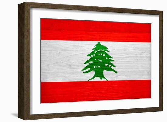 Lebanon Flag Design with Wood Patterning - Flags of the World Series-Philippe Hugonnard-Framed Art Print