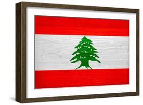 Lebanon Flag Design with Wood Patterning - Flags of the World Series-Philippe Hugonnard-Framed Art Print