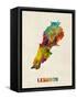 Lebanon Watercolor Map-Michael Tompsett-Framed Stretched Canvas