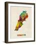 Lebanon Watercolor Map-Michael Tompsett-Framed Art Print