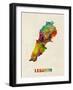 Lebanon Watercolor Map-Michael Tompsett-Framed Art Print