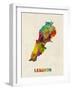 Lebanon Watercolor Map-Michael Tompsett-Framed Art Print