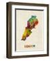 Lebanon Watercolor Map-Michael Tompsett-Framed Art Print