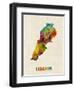 Lebanon Watercolor Map-Michael Tompsett-Framed Art Print