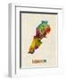 Lebanon Watercolor Map-Michael Tompsett-Framed Art Print