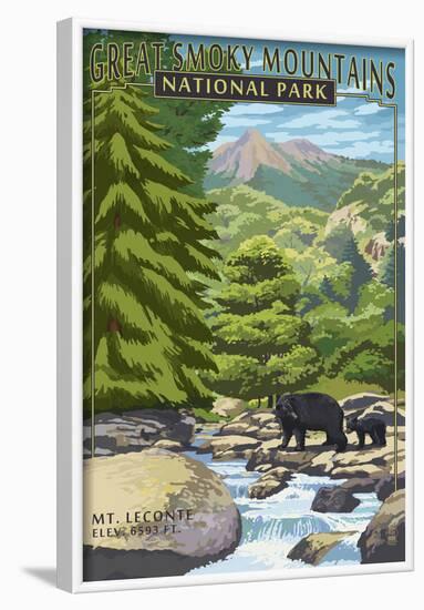 Leconte Creek and Mt. Leconte - Great Smoky Mountains National Park, TN-null-Framed Poster