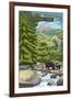 Leconte Creek and Mt. Leconte - Great Smoky Mountains National Park, TN-Lantern Press-Framed Art Print