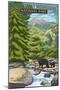 Leconte Creek and Mt. Leconte - Great Smoky Mountains National Park, TN-Lantern Press-Mounted Art Print