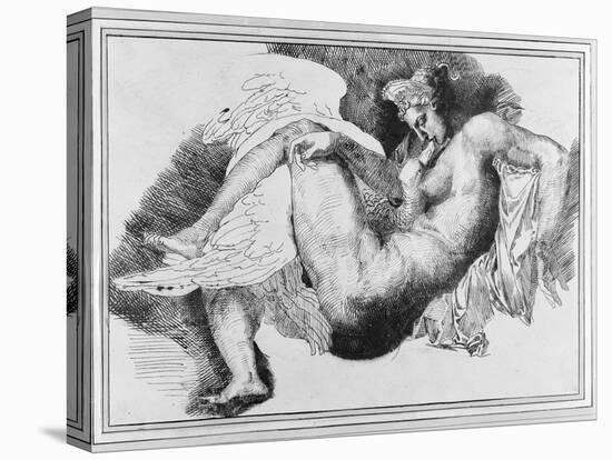 Leda, after a Drawing by Michelangelo Buonarroti (1475-1564) 1822 (Pen and Ink on Paper)-Théodore Géricault-Stretched Canvas