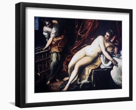 Leda and the Swan, 1550-1560-Jacopo Tintoretto-Framed Giclee Print