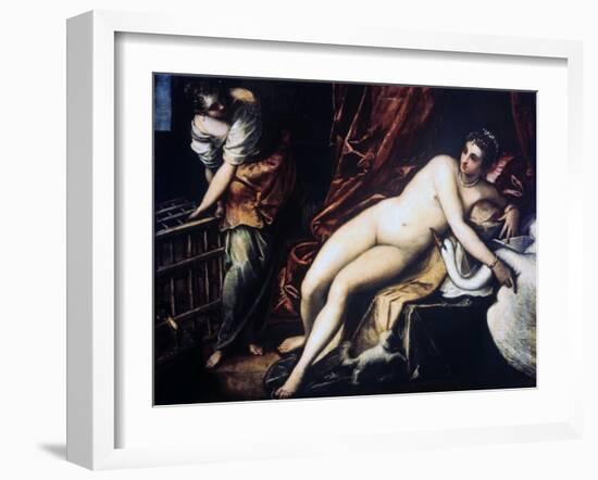 Leda and the Swan, 1550-1560-Jacopo Tintoretto-Framed Giclee Print