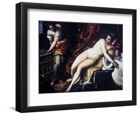 Leda and the Swan, 1550-1560-Jacopo Tintoretto-Framed Premium Giclee Print