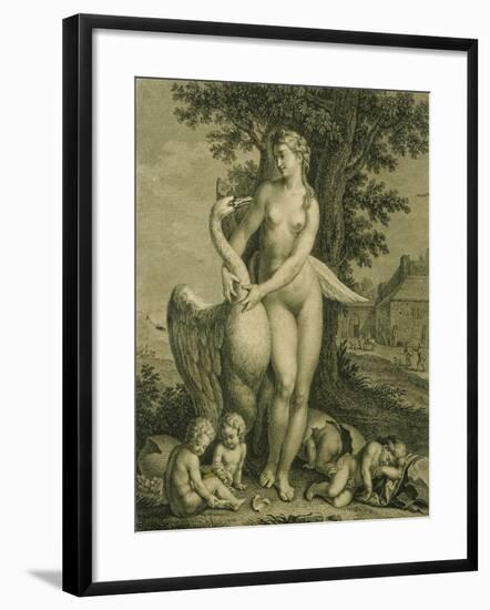 Leda and the Swan, Engraving-Philippe Triere-Framed Giclee Print