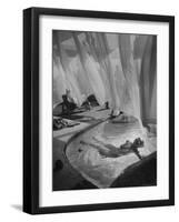 Lee Anderson Swimming Into Living Room of Raymond Loewy's House-Peter Stackpole-Framed Photographic Print