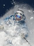 Dave Richards Skiing in Deep Powder Snow-Lee Cohen-Framed Stretched Canvas