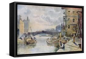 Leeds Bridge from Aire and Calder Navigation Wharf, 1911-Arthur Netherwood-Framed Stretched Canvas