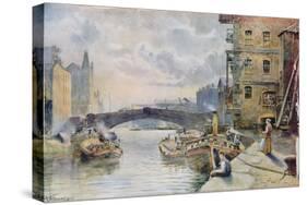 Leeds Bridge from Aire and Calder Navigation Wharf, 1911-Arthur Netherwood-Stretched Canvas