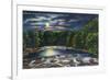 Leeds, New York - Moonlight Scene on Catskill Creek-Lantern Press-Framed Art Print