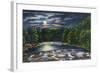 Leeds, New York - Moonlight Scene on Catskill Creek-Lantern Press-Framed Art Print