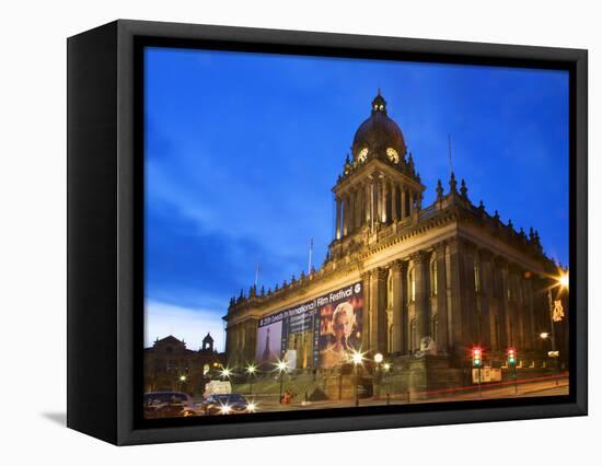 Leeds Town Hall at Dusk, Leeds, West Yorkshire, Yorkshire, England, United Kingdom, Europe-Mark Sunderland-Framed Stretched Canvas