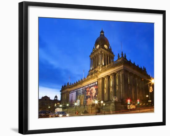 Leeds Town Hall at Dusk, Leeds, West Yorkshire, Yorkshire, England, United Kingdom, Europe-Mark Sunderland-Framed Photographic Print