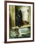 Left in Charge - a Black Pomerain on the Steps of a Bathing Machine-Philip Eustace Stretton-Framed Giclee Print