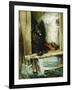 Left in Charge - a Black Pomerain on the Steps of a Bathing Machine-Philip Eustace Stretton-Framed Giclee Print