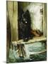 Left in Charge - a Black Pomerain on the Steps of a Bathing Machine-Philip Eustace Stretton-Mounted Giclee Print