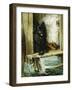 Left in Charge - a Black Pomerain on the Steps of a Bathing Machine-Philip Eustace Stretton-Framed Giclee Print