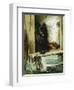 Left in Charge - a Black Pomerain on the Steps of a Bathing Machine-Philip Eustace Stretton-Framed Giclee Print